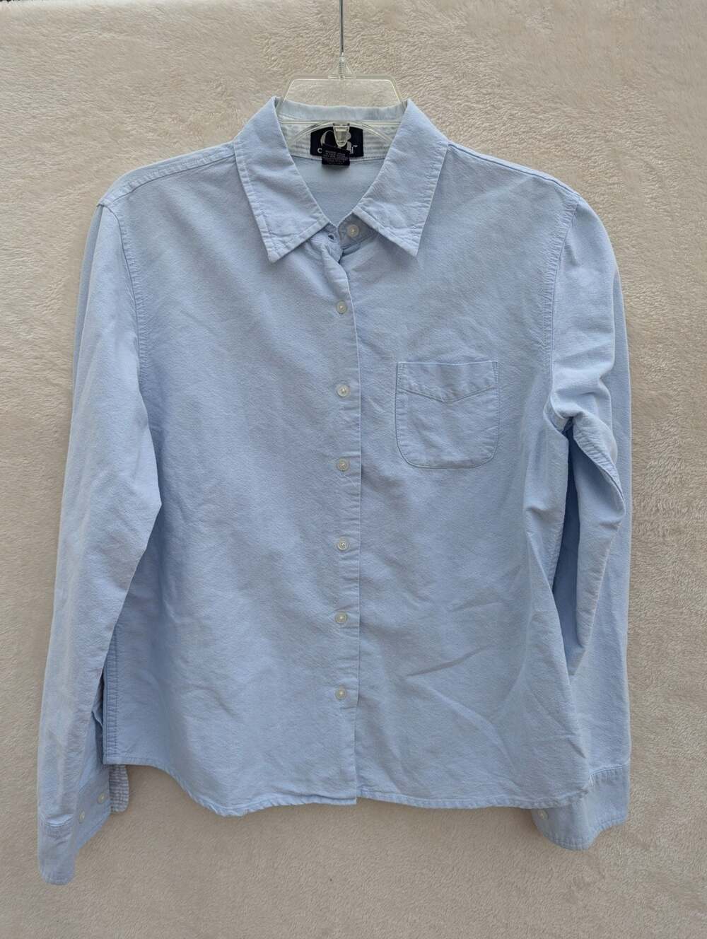 C.B. Casual Women's Light Blue Cotton Oxford Button-Up Long Sleeve Shirt